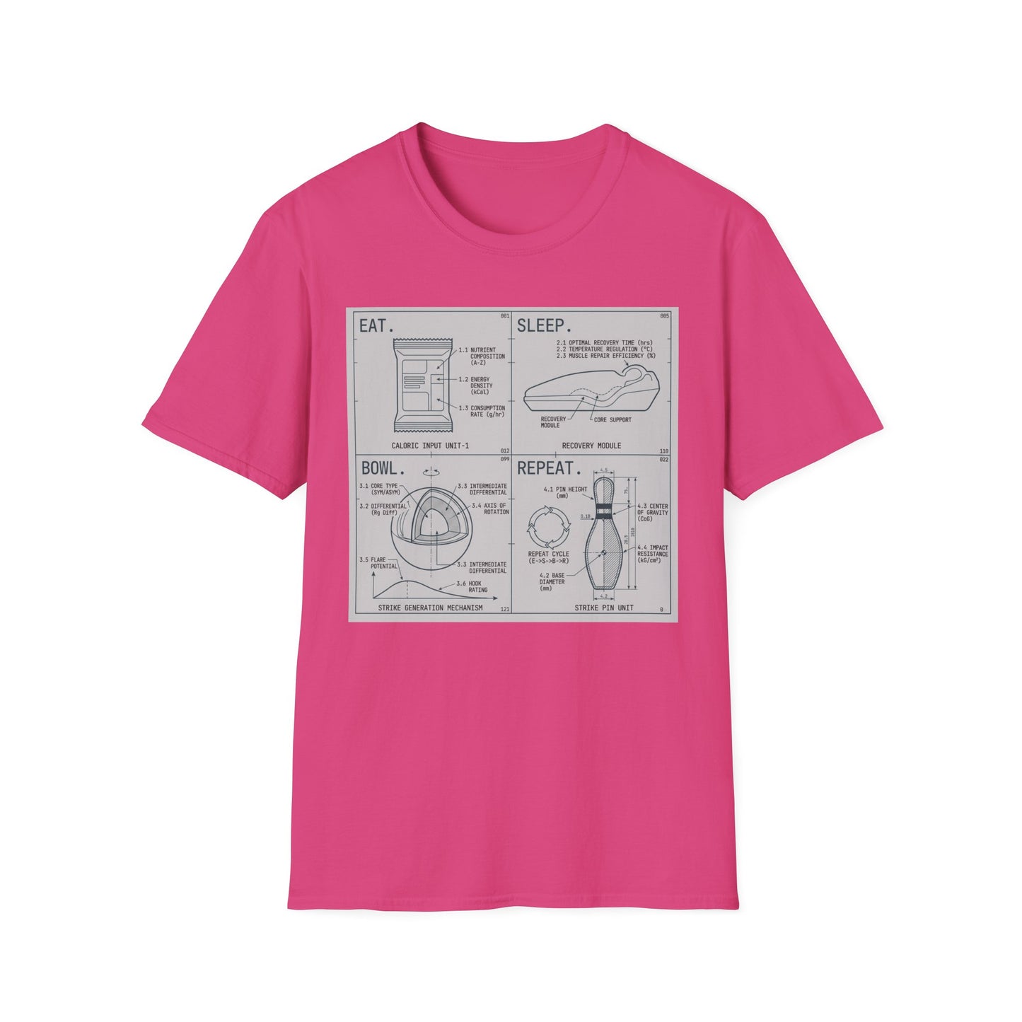 Technical eat, sleep, bowl, repeat chart T-Shirt