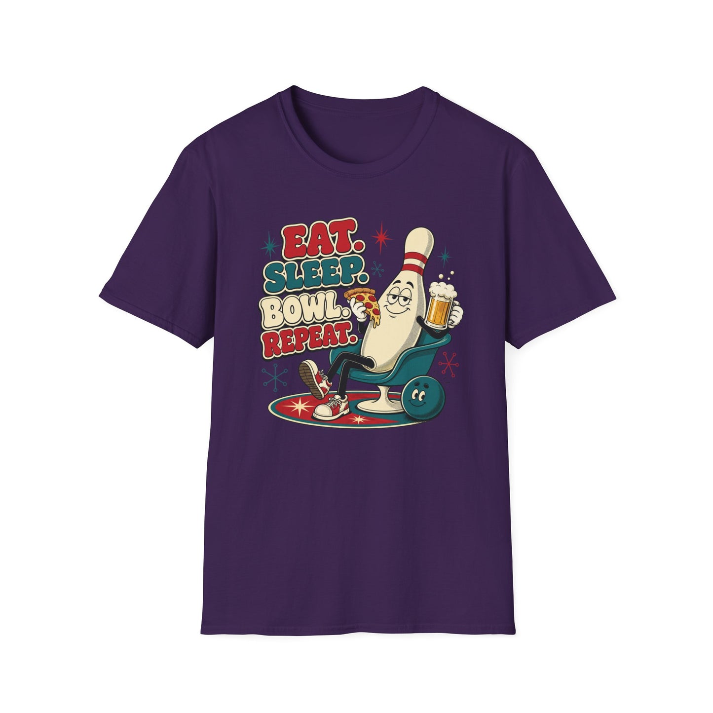 Eat. Sleep. Bowl. Repeat. retro T-Shirt