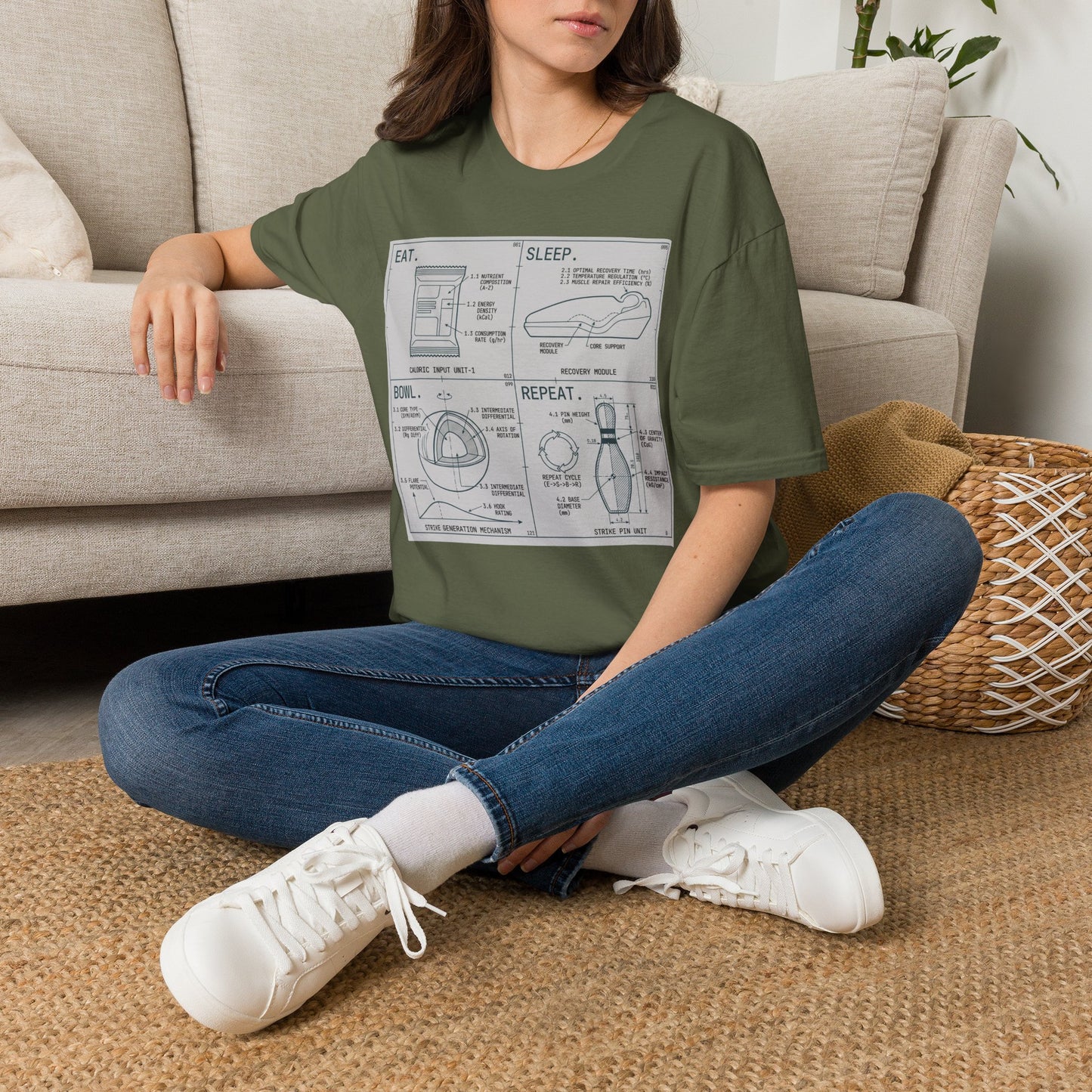 Technical eat, sleep, bowl, repeat chart T-Shirt