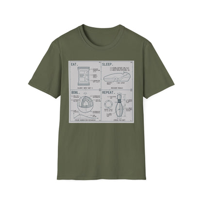 Technical eat, sleep, bowl, repeat chart T-Shirt