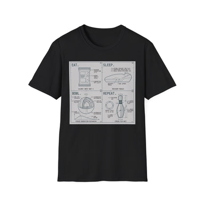 Technical eat, sleep, bowl, repeat chart T-Shirt