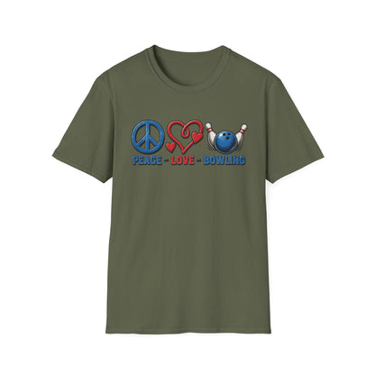 Peace, Love, Bowling T-Shirt